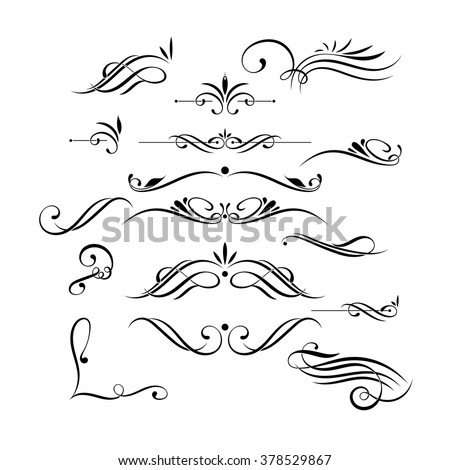 Vector set of elegant curls and swirls. Elements for design. Ornate lines. Royalty-Free Stock Photo #378529867