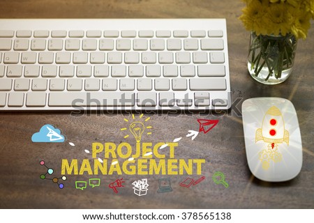 PROJECT MANAGEMENT concept in home office , business concept , business idea