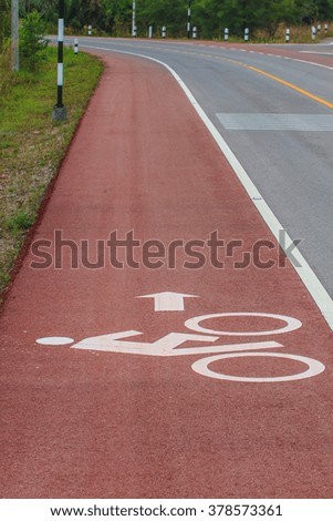 close up Bicycle road sign on asphalt