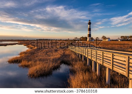 Bodie Island Lighthouse, Outer Banks, North Carolina, dawn Royalty-Free Stock Photo #378610318