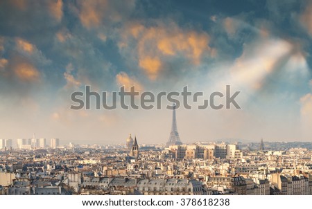 The Eiffel Tower, Paris. View at sunset.