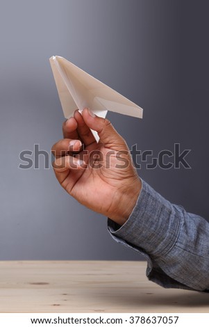paper aeroplane ready to take off as a conceptual picture