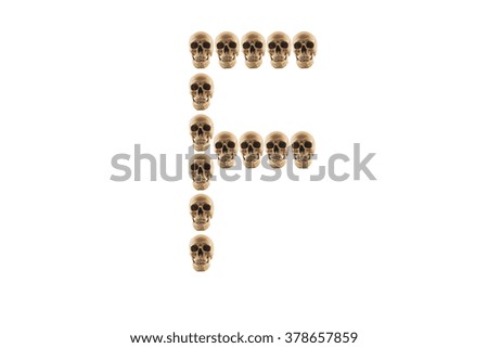 Human skull font isolated on white background,Letter F.