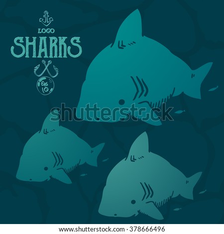 cute fubsy sharks are perfect for your logo, print on t-short, or as a design element to your website.
