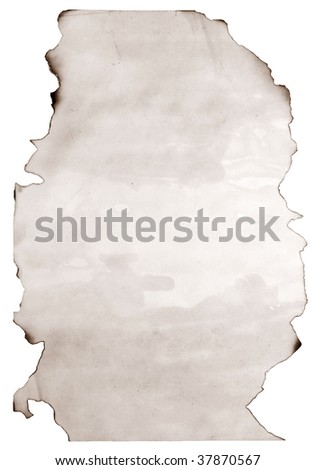 old burnt paper great as a background isolated on white