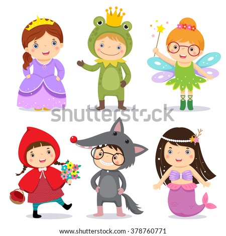 Set of kids wearing in fairy tale theme