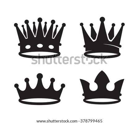 vector black crown icons on white background Royalty-Free Stock Photo #378799465
