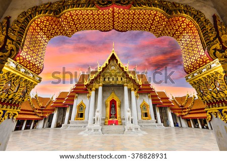 Marble Temple of Bangkok, Thailand. Royalty-Free Stock Photo #378828931