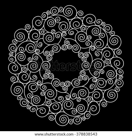 On black background ornament with flourishes
