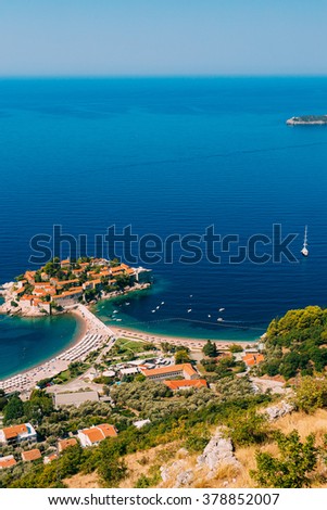 Island of Sveti Stefan. Panoramic shot