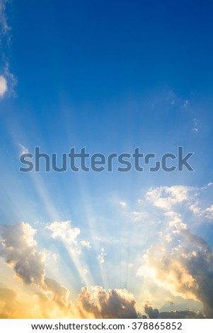 Blue Sky Clouds  with sun rays