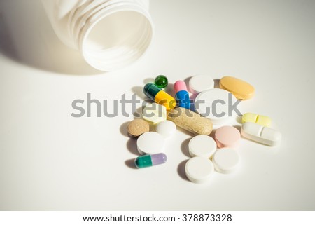 Colorful pills and tablets.