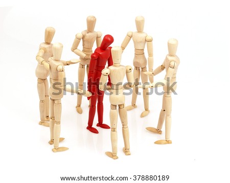 wooden figures - mobbing Royalty-Free Stock Photo #378880189