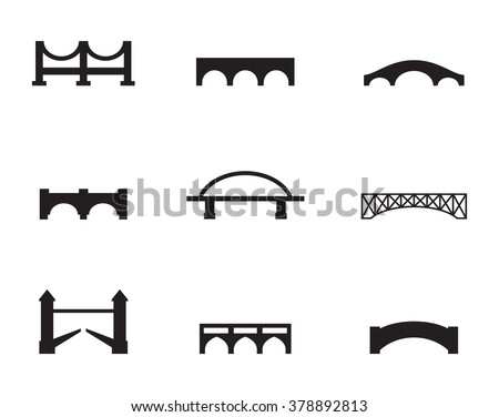 Set of isolated black simple icons bridges Royalty-Free Stock Photo #378892813