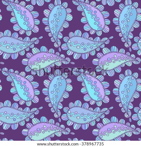 Vector Seamless Floral Pattern. Hand Drawn Texture with paisley, Decorative drawing, Coloring Book