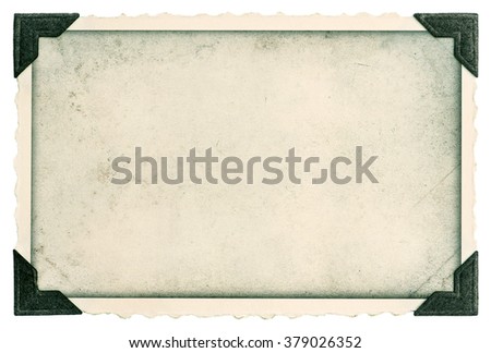 Vintage photo frame with corner and edges isolated on white background