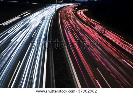 long time exposure of traffic car lights in the motorway