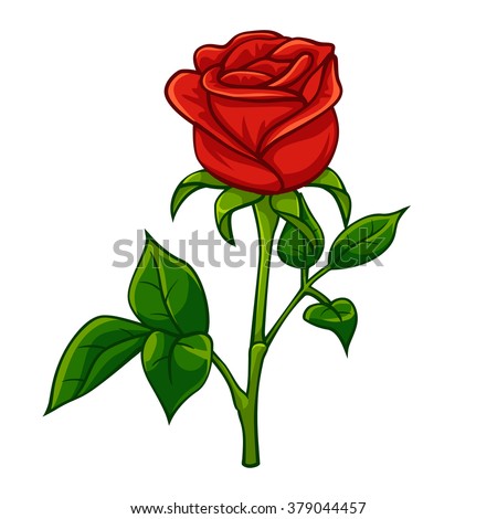 Red rose cartoon style, vector art and illustration.