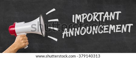 A man holding a megaphone - Important announcement Royalty-Free Stock Photo #379140313