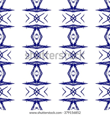 Aztec seamless pattern. Striped hand painted seamless pattern with ethnic and tribal motifs, zigzag lines, brush strokes and splatters. Ikat Mexican motif. Vector illustration. Zigzag and stripe line.