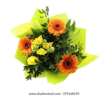 Assorted flower bouquet, isolated on white