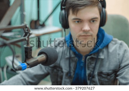 Portrait of a broadcaster in the studio