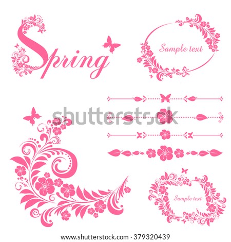 Spring. Set of flowers. Collection of design elements isolated on White background. Vector illustration