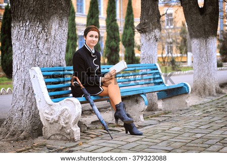 woman book park bench autumn
