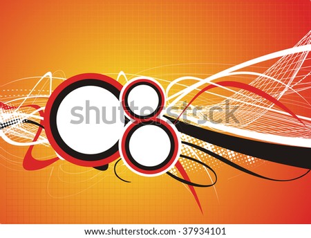 Abstract wave lines with retro circles. Vector illustration