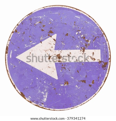  Regulatory signs, Keep left traffic sign isolated over white background vintage