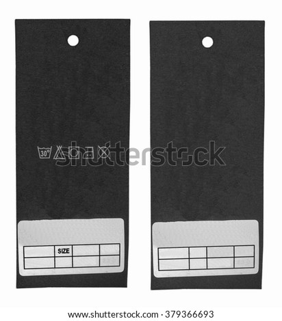 two black cardboard tags isolated on white background