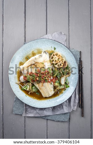 Halibut Filet with Thai Vegetable