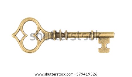 Old key isolated on white background. without shadow Royalty-Free Stock Photo #379419526