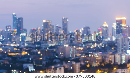 Abstract blurred bokeh city lights downtown background