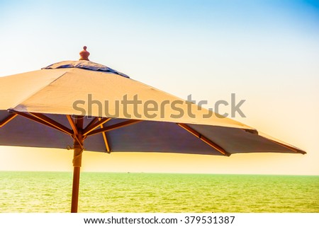 Umbrella beach with sea background - Vintage Filter