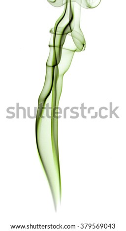 Green insence smoke on white background with free space for your text.