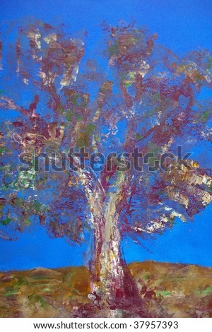 original oil painting on canvas for giclee, background or concept. australian gum tree landscape