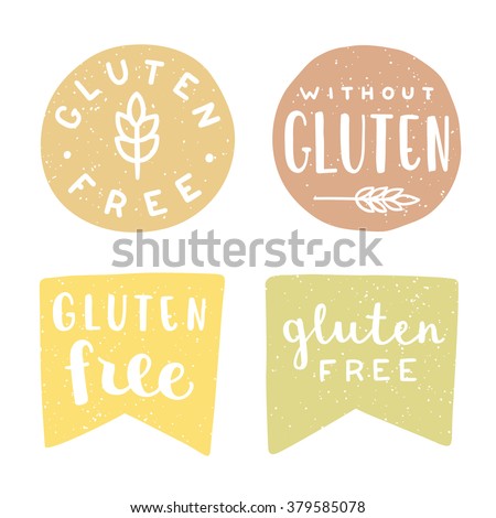 Set of gluten free badges. Vector hand drawn illustration