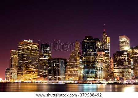 Night panorama of midtown New York City