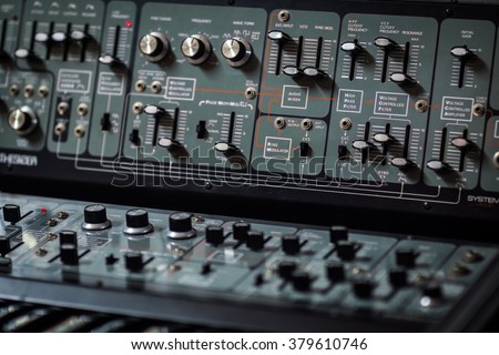 modular synthesizer Royalty-Free Stock Photo #379610746