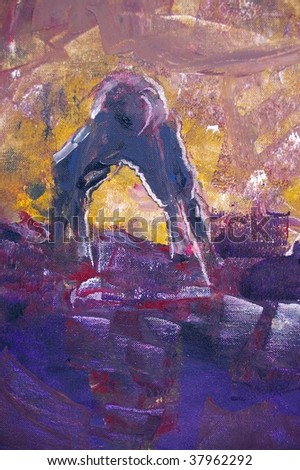 original oil painting on canvas for giclee, background or concept . boy playing beach