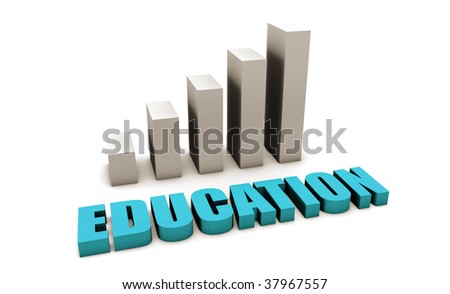 Blue Education Increasing in 3d With Bar Graph