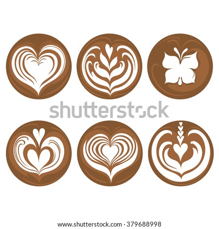 Set of coffee latte art Royalty-Free Stock Photo #379688998