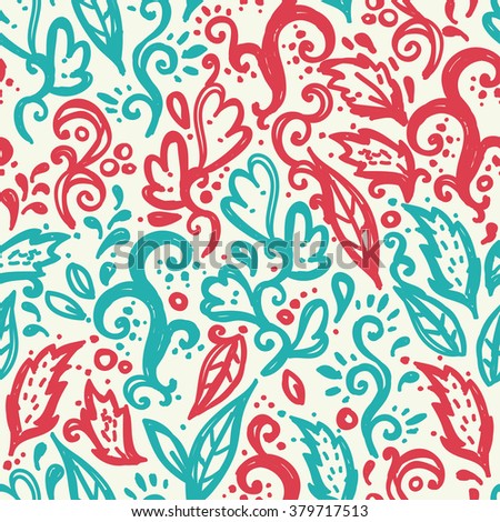 Abstract seamless pattern, floral flourish ornament, vector illustration