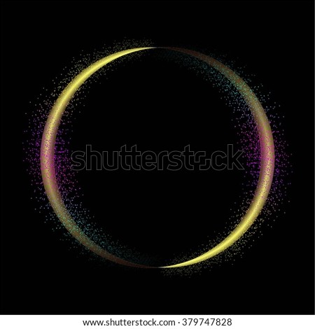 Vector illustration of Multicolored, glowing ball on black background.