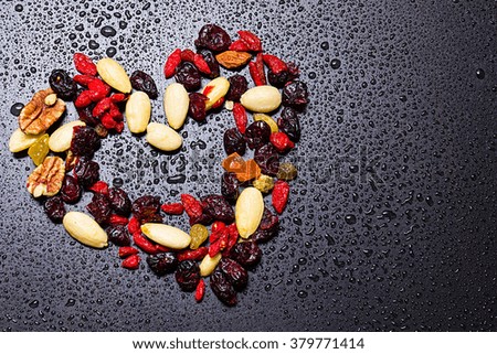 Nuts in the shape of heart
