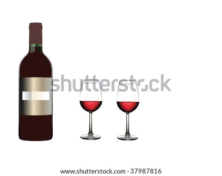 romantic dinner bottle of wine with two glasses
