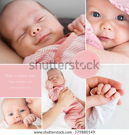 Collage of newborn baby's photos Royalty-Free Stock Photo #379880149