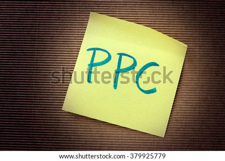 PPC (Pay Per Click) acronym on yellow sticky note