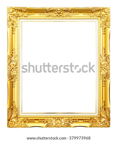 golden picture frame isolated on white background. Royalty-Free Stock Photo #379973968